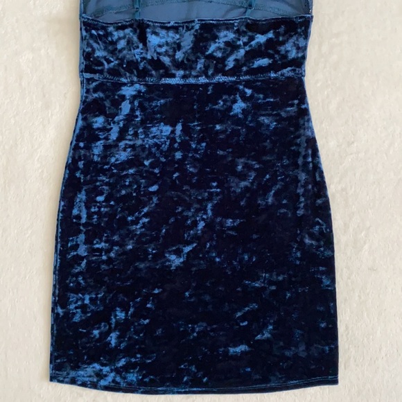 Intimately by Free People | Viper Crushed Velvet Chemise Mini Dress Blue (XS) - Picture 13 of 16